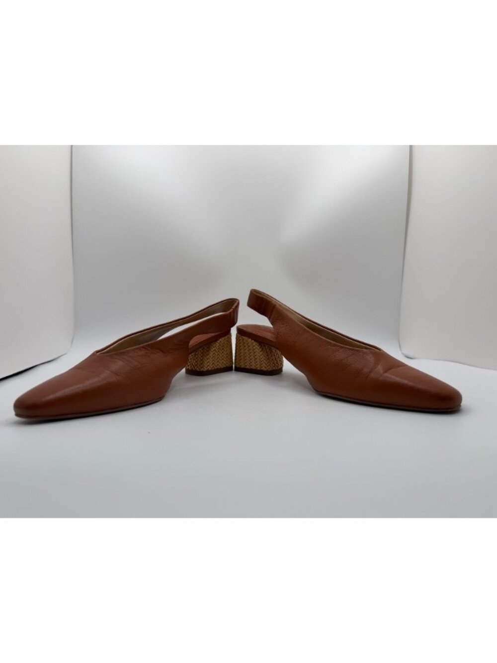 Franco Sarto Jonia Low Heel Brown Leather Slingback Pump Women Size 6.5M Career - Picture 7 of 16